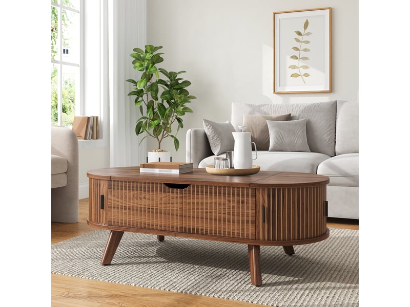 Table basse relevable ovale 110 x 50 cm en mdf - Conforama R