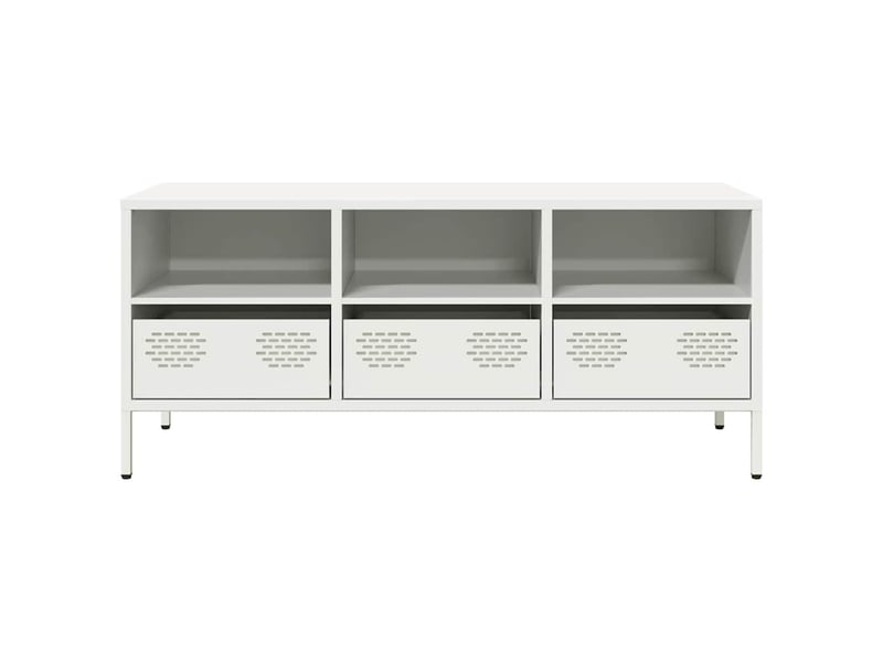  Meuble tv - banc tv - meuble de rangement blanc 101,5x39x43,5 cm acier laminé à froid  - Conforama D