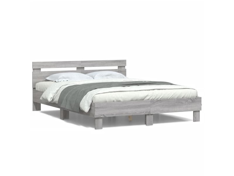  Lit double- lit adulte -  cadre de lit avec led sans matelas sonoma gris 140x200 cm  - Conforama D