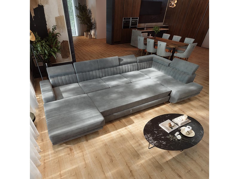 Canapé d'angle gaian, velours gris clair - Conforama D