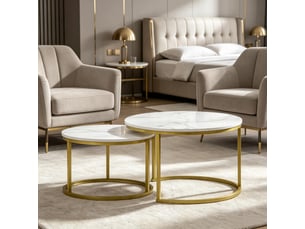 Duo de tables basses rondes - design gigogne, gain de place - idéal salon moderne