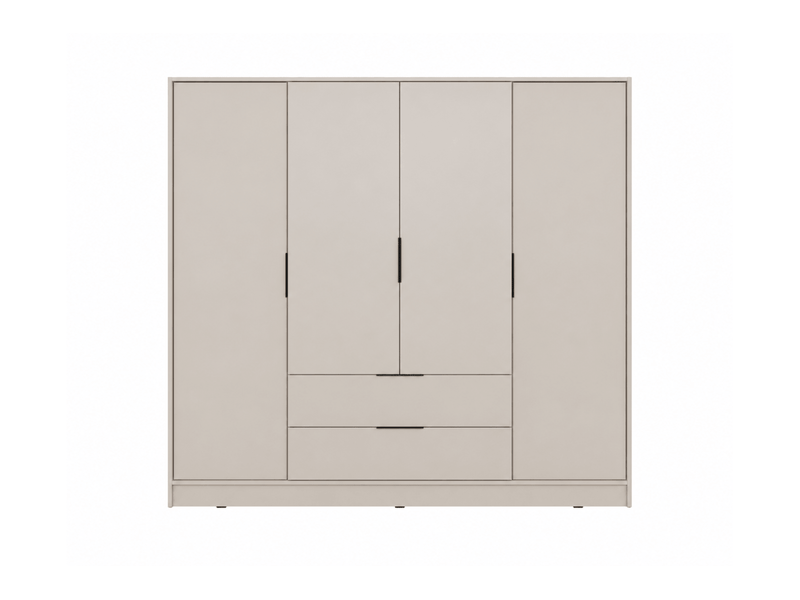  Armoire mirage 4 portes 2 tiroirs avec penderie - beige MIRAGE - Conforama A