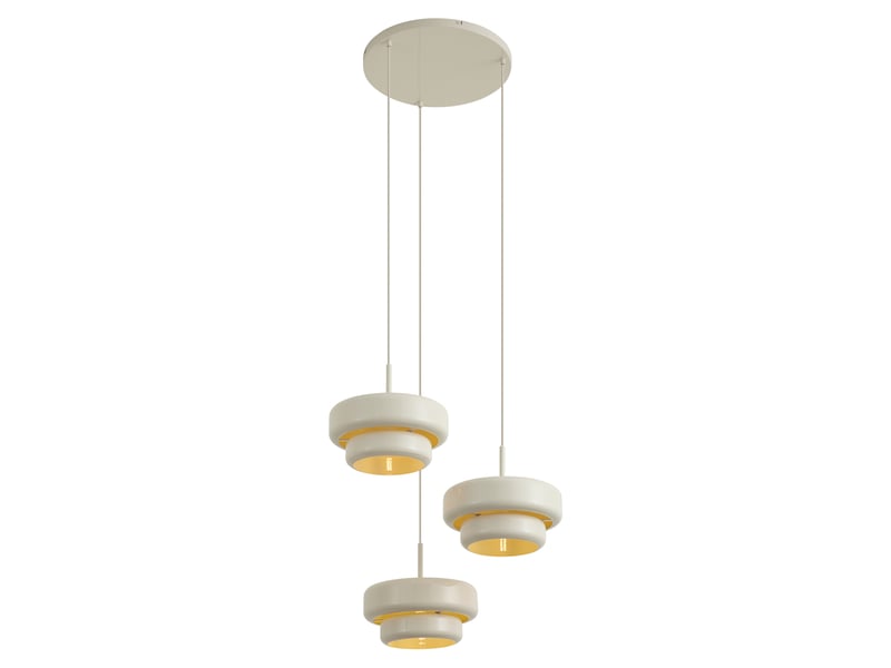  Suspension rétro beige avec abat-jour en métal 3 lumières - ophelia  - Conforama E