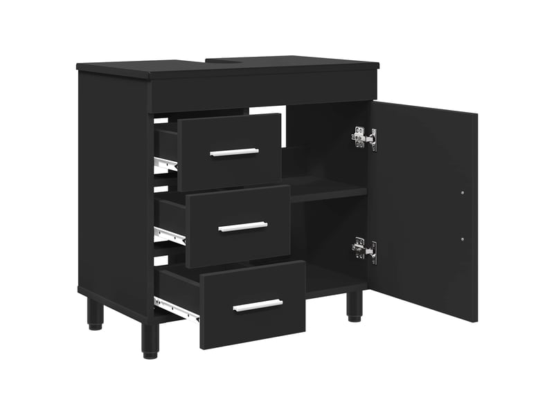  Unité de vanité de salle de bain, meuble de rangement noir 60x35x60 cm shl4174  - Conforama D