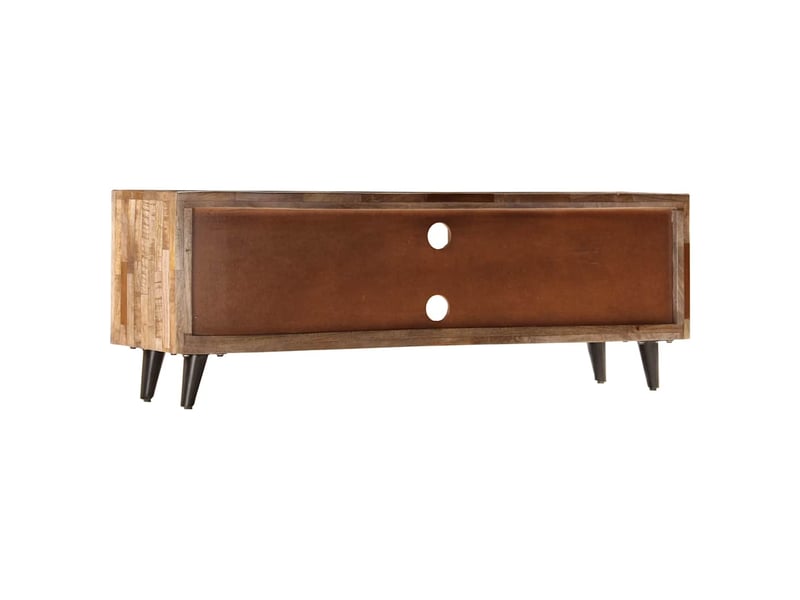  Meuble tv - banc tv - meuble de rangement 118x30x40 cm bois de manguier massif  - Conforama E