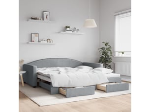 Lit adulte, lit simple, lit de jour avec gigogne et tiroirs sans matelas 100x200cm cf18230