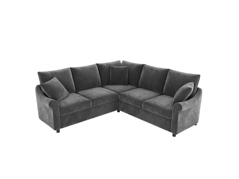  Canapé d'angle en l 5 places avec accoudoirs ergonomiques et coussin d'assise déhoussable en chenille gris  - Conforama A