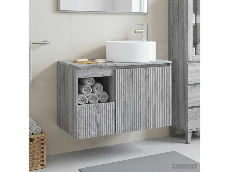 Ensemble de mobilier de salle de bain 2 pc sonoma gris cf64200 - Conforama B