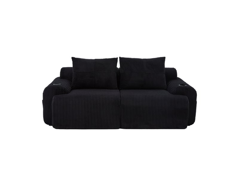  Canapé droit fixe 2 places tissu noir  - Conforama A
