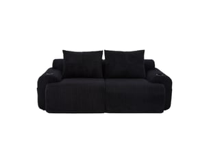 Canapé droit fixe <strong>MERAX</strong> <strong></strong> 2 places Velours côtelé noir