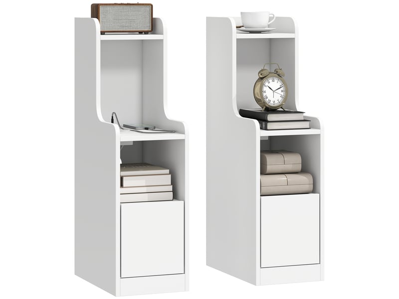  Lot de 2 tables de chevet avec station de charge et tiroir blanc 20 x 34 x 70 cm  - Conforama B