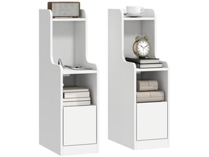 Lot de 2 tables de chevet avec station de charge et tiroir blanc 20 x 34 x 70 cm