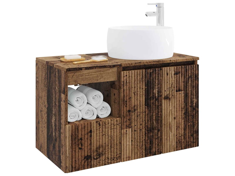 Ensemble de mobilier de salle de bain 2 pc bois ancien cf64039 - Conforama C
