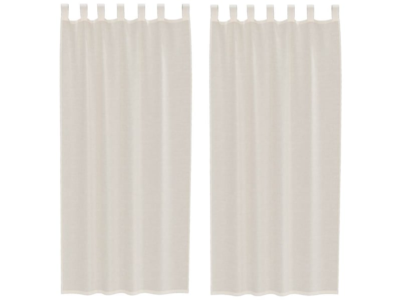  Lot de 2 rideaux en voile, voilages avec passants crème cf44441  - Conforama A