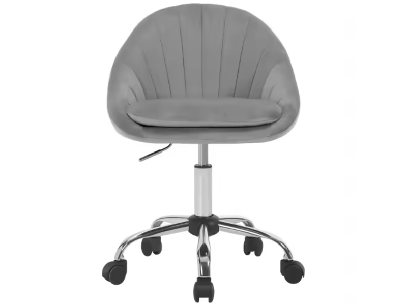  Chaise de bureau pivotante réglable en hauteur avec double coussin - lpospi - base à 5 roulettes, velours - gris clair  - Conforama A