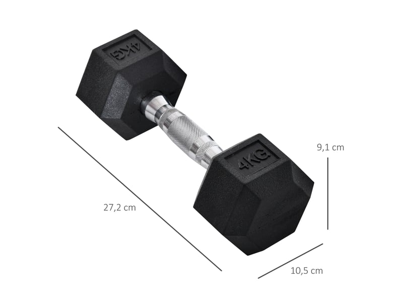  Lot de 2 haltères hexagonaux de 4 kg chacun en métal noir, poignées moletées, pour entraînement à domicile ou en salle  - Conforama C