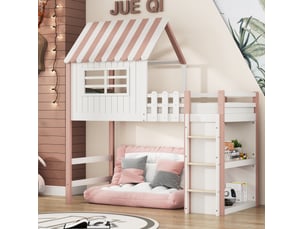 Lit cabane 90x200 cm VIVRYN coloris rose