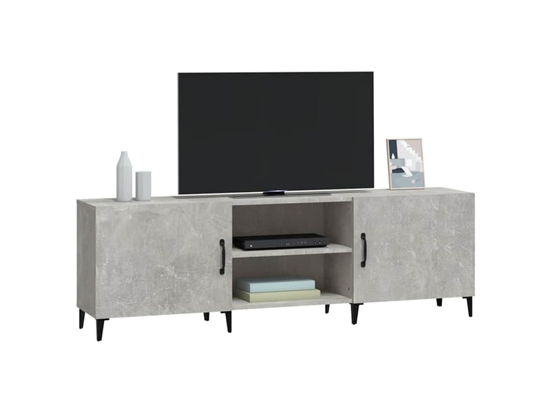  Meuble tv - banc tv - meuble de rangement gris béton 150x30x50 cm bois d'ingénierie  - Conforama D