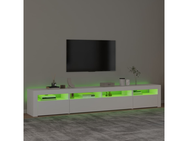  Meuble tv - banc tv - meuble de rangement avec lumières led blanc 240x35x40 cm  - Conforama D