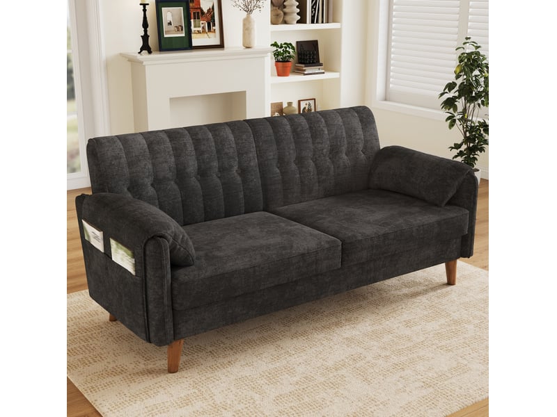  Canapé 2 places 161,5x79x83,5 cm en chenille gris foncé  - Conforama B