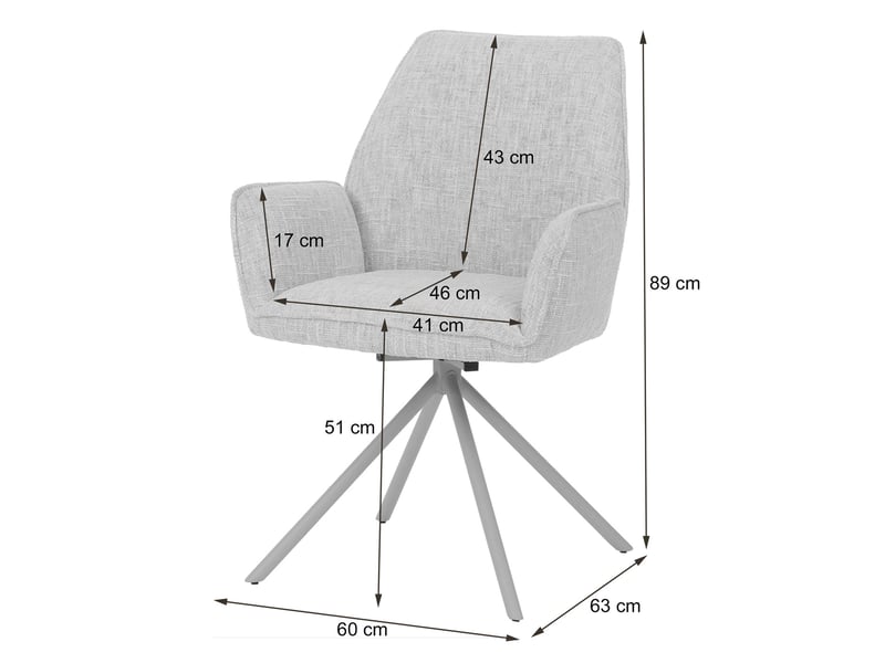  Chaise de salle à manger hwc-g67, chaise de cuisine, pivotante, fonction « auto-position », tissu chenille (410 gm²) - piètement crème, vert  - Conforama C