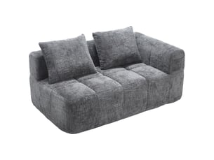 Canapé droit fixe <strong>MERAX</strong> <strong>canapé compressible</strong> 2 places Tissu gris