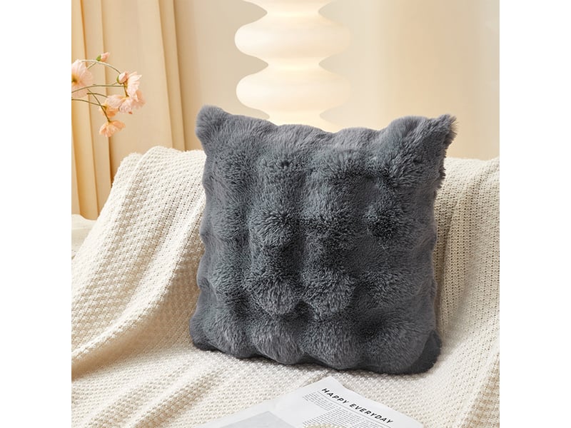  Coussin carré en tissu gris 43x43 cm  - Conforama D