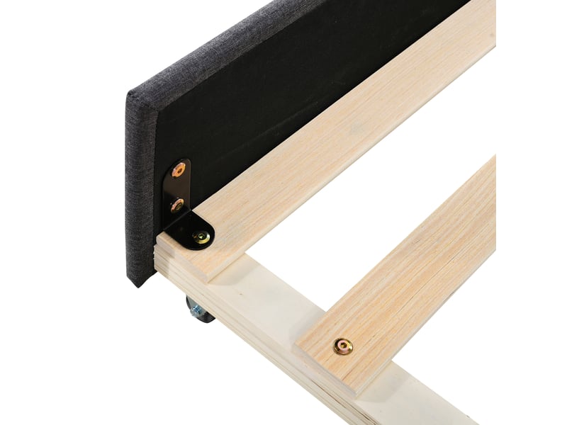  Lit banquette 90x200 avec lit gigogne, canapé lit en lin gris, structure mdf, lit simple gris pour chambre d'amis  - Conforama E