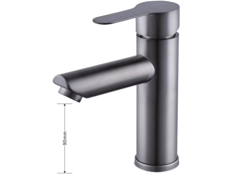  Robinet mitigeur eau chaude et froide, bec droit en acier inoxydable gris, eau chaude et froide, monotrou, avec flexible de 60 cm  - Conforama E
