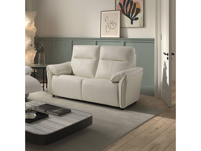  Canapé 2 places fixe tissu cuir blanc - balco BALCO - Conforama B