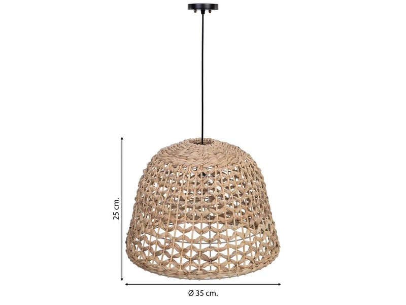  Lampe de plafond en fibre naturelle marron d 35x 25h cm  - Conforama C