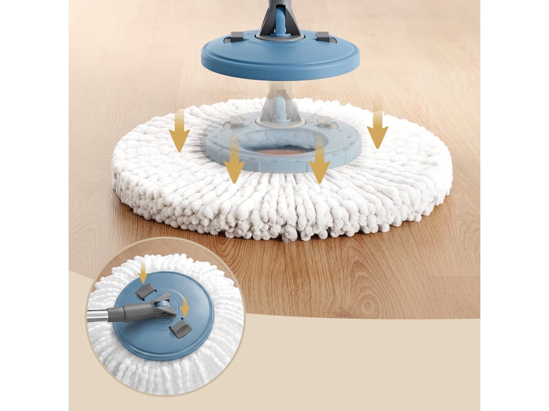  Ensemble serpillère et seau avec essoreur, 3 chiffons microfibres, 44 x 29 x 27,8 cm, bleu  - Conforama E