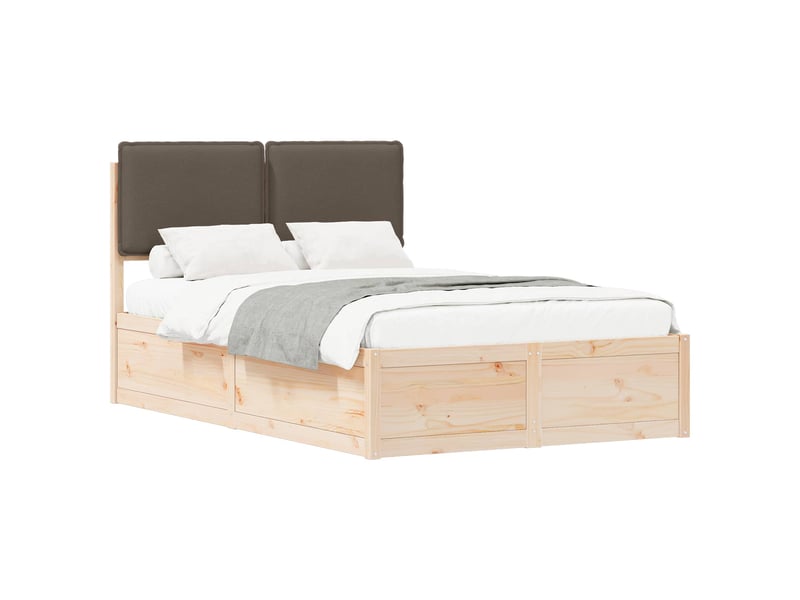 Lit double- lit adulte - cadre de lit avec tête de lit rembourrée taupe 120 x 190 cm - Conforama A