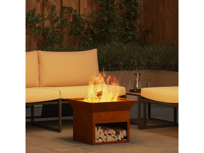  Brasero exterieur, foyer de cheminée rouillé 50x50x40 cm acier patiné  - Conforama B