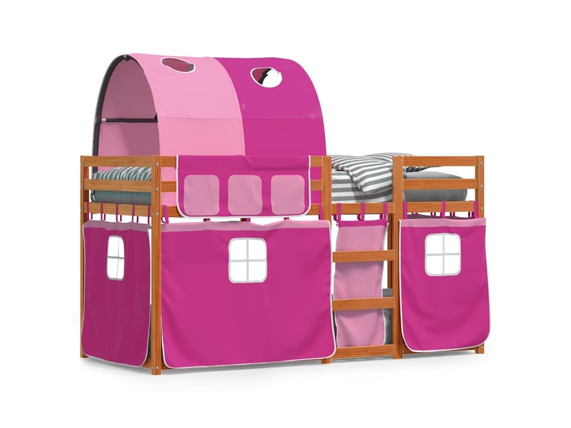  Lit simple- lit adulte -  lit superposé sans matelas rose 80x200 cm bois de pin massif  - Conforama A