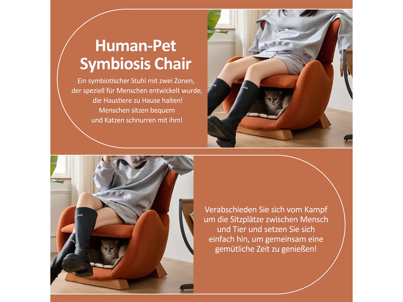 Fauteuil de salon rouge brique avec niche et petit chien, design requin-baleine, tissu anti-griffes, charge 150kg. - Conforama E