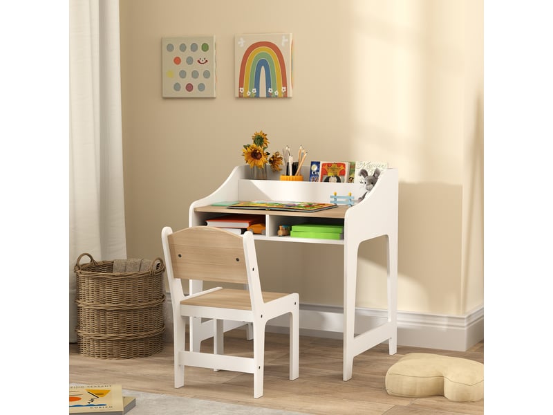  Bureau enfant avec rangements, compartiments ouverts, chaise, 3-8 ans, bois  - Conforama B