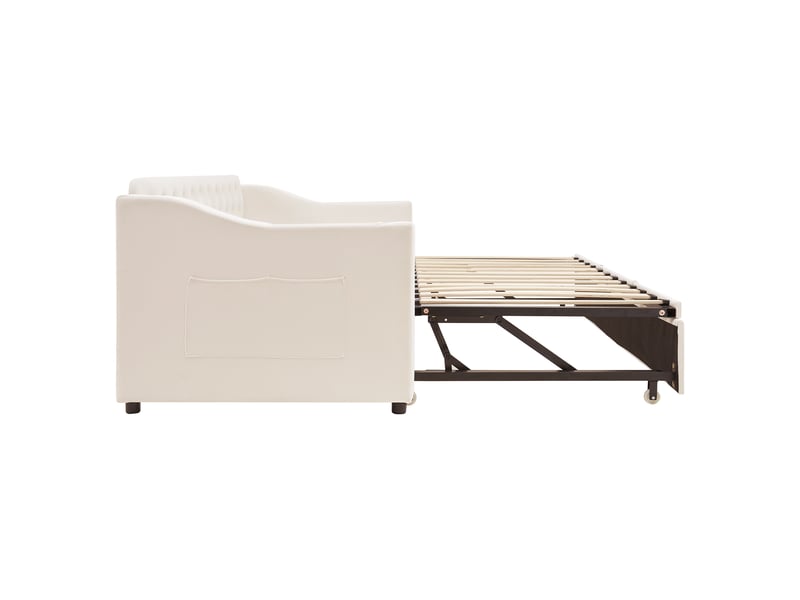  Canapé-lit 90x190 cm convertible en 180x190 cm avec usb, velours, beige, sans matelas  - Conforama E
