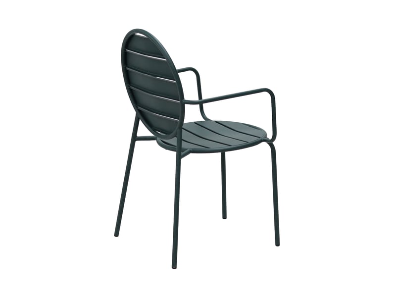  Lot de 4 fauteuils de jardin dossier rond en métal vert sapin - baca  - Conforama D