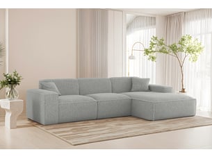 Canapé d'angle luga l droit, tissu sven 06 gris clair