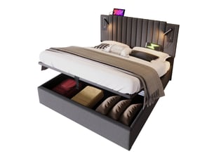 Lit coffre 160x200 cm FLORAGRACE coloris gris