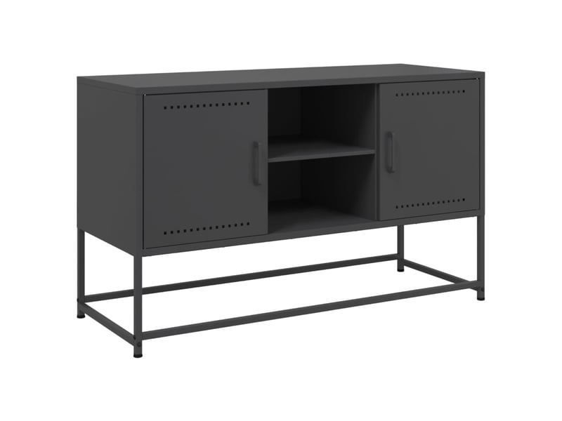 Meuble tv - banc tv - meuble de rangement noir 100,5x39x60,5 cm acier  - Conforama A