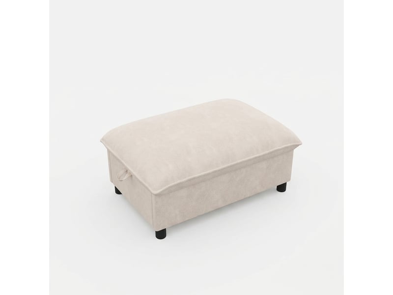  Pouf coffre de rangement beige 98x65x48 cm en tissu chenille, repose-pieds  - Conforama D