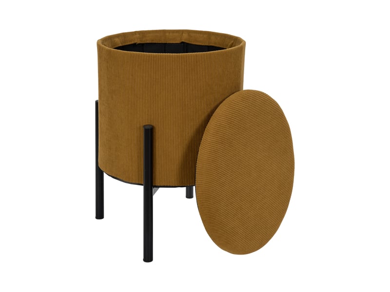 Lot de 4 poufs - home deco factory - jules - rangement - cotelé - jaune  - Conforama C