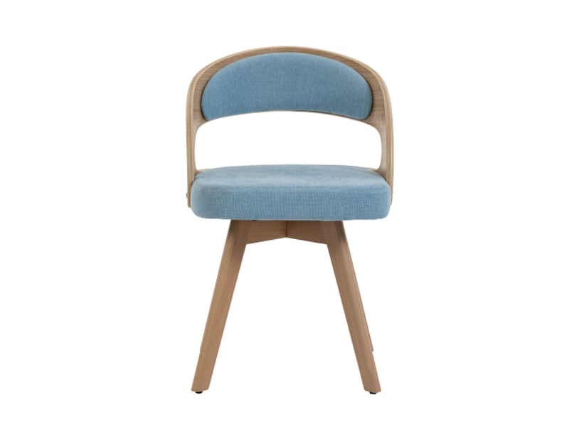  Ensemble de 2 chaises de salle à manger en bois – moderne, pivotantes, coussins coton-lin bleu – pour cuisine et salon  - Conforama A