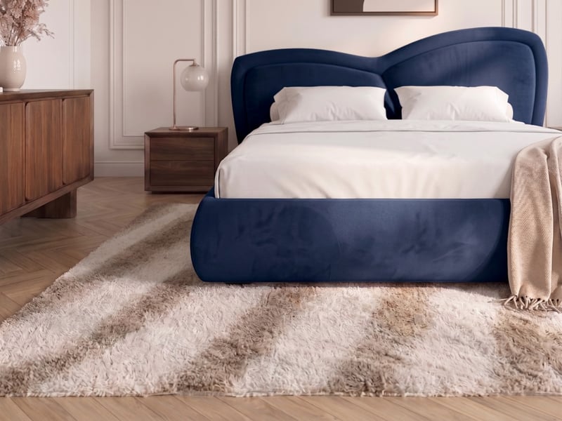Bobochic lit bas daniela tissu velours lisse bleu 140x190 DANIELA - Conforama D