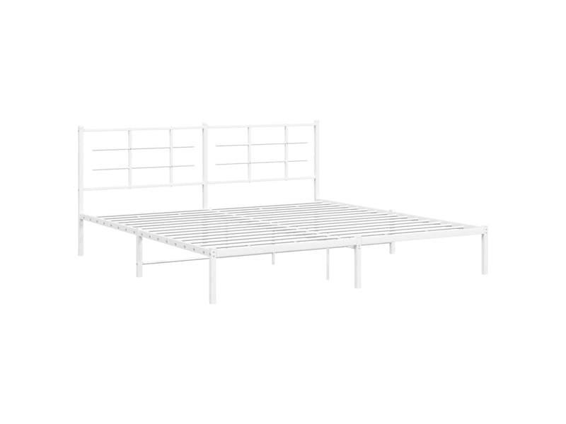  Lit double- lit adulte -  cadre de lit métal sans matelas et tête de lit blanc 200x200 cm  - Conforama B