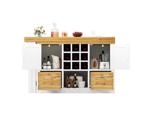 Table de cuisine extensible avec buffet pivotant 360° et rangement - mdf blanc 120-197 × 40 × 72 cm
