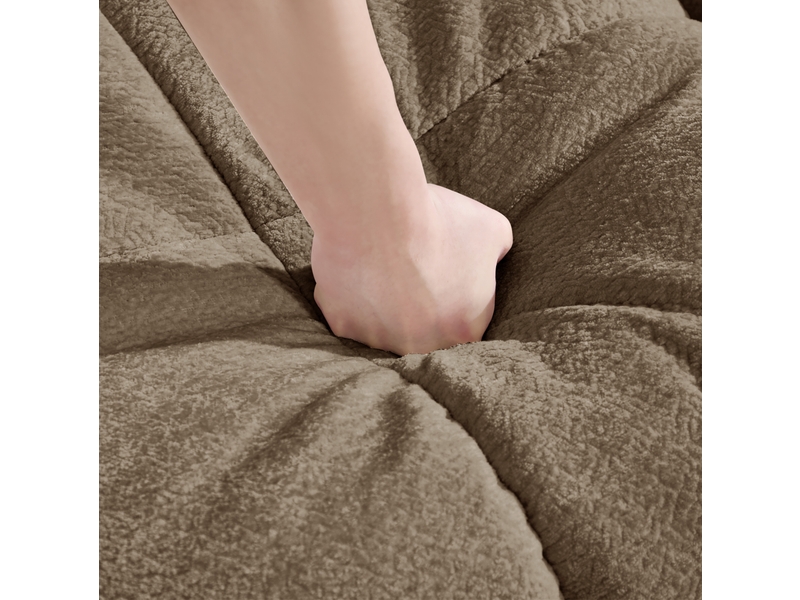  Canapé d’angle panoramique en u 4 places 330x149x90 cm, coussins garnis, modulaire 2 poufs déplaçables, revêtement en chenille, marron  - Conforama E
