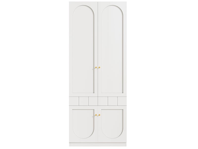  Armoire 2 portes, 80x50x200 cm, avec penderie et tiroirs, en mdf, blanc  - Conforama D
